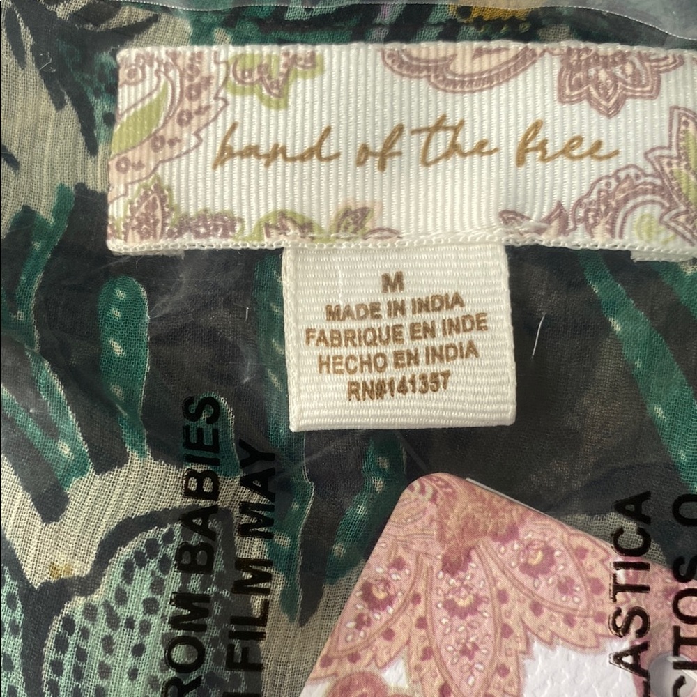 NWT Band of the free Floral Green and Black Sheer long sleeve Bodysuit size M - Picture 12 of 12